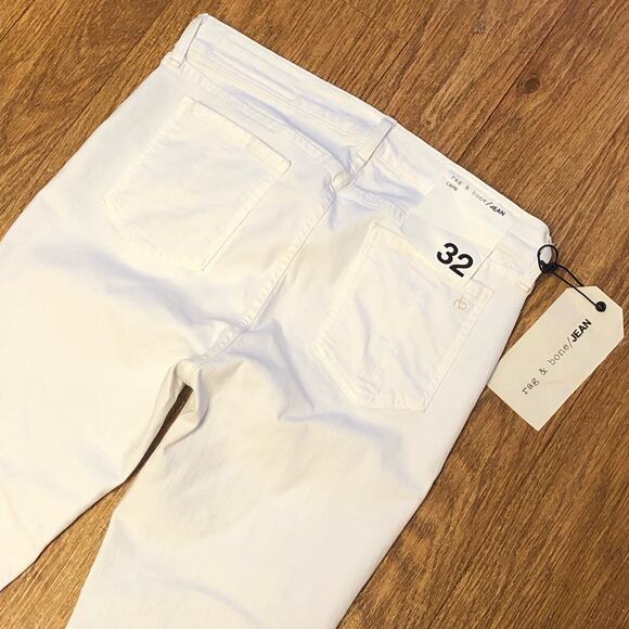 Rag & Bone White Blnc W/ Fray Capri Cropped Frayed Hemline Jeans Size 32 - Picture 6 of 12